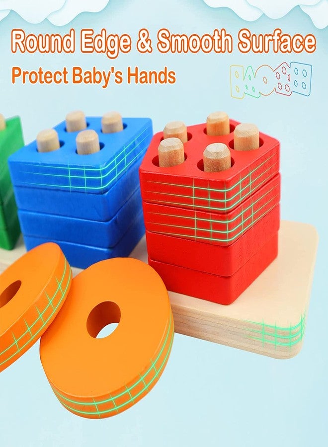 AUTHFORT Wooden Intellectual Geometric Shape Matching Five Column Blocks Educational Wooden Geometric Shape Sorter Puzzle - Image 5